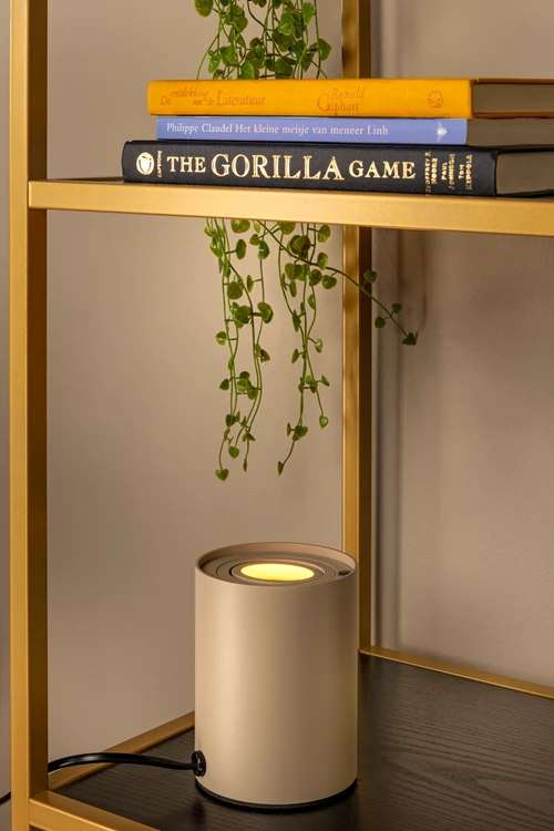 Lucide TUBE - Lampe de table - Ø 9,6 cm - LED 3 StepDim - GU10 - 1x5W 2700K - Taupe - ambiance 1